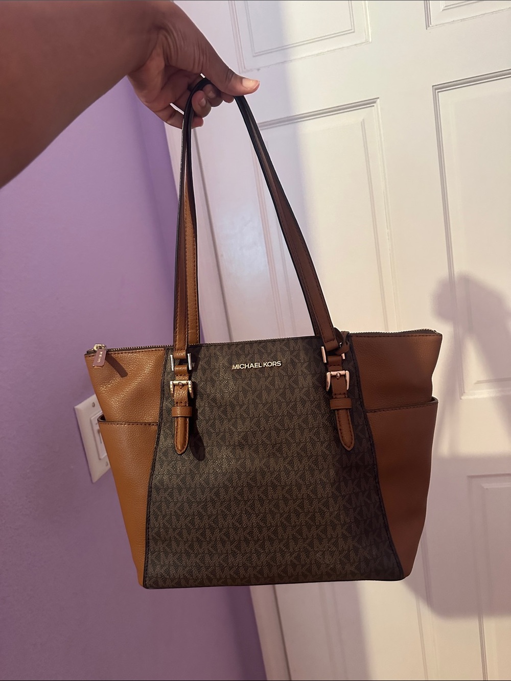 Michael Kors Brown and Dark Brown MK Logo Tote